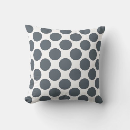 Stormy Weather Blue Gray Polka Dots Throw Pillow