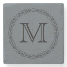 Stormy Weather Slate Gray Solid Color Monogram