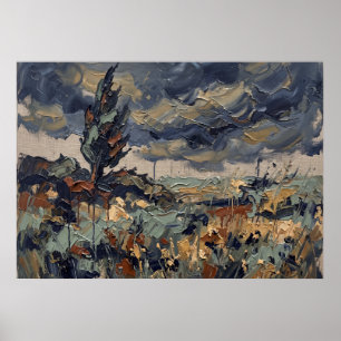 Stormy Wildflower Landscape Poster