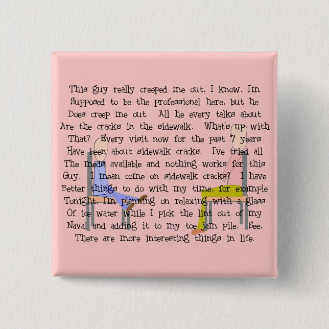 Story Art Creepy Sidewalk Crack Guy Button (Front)