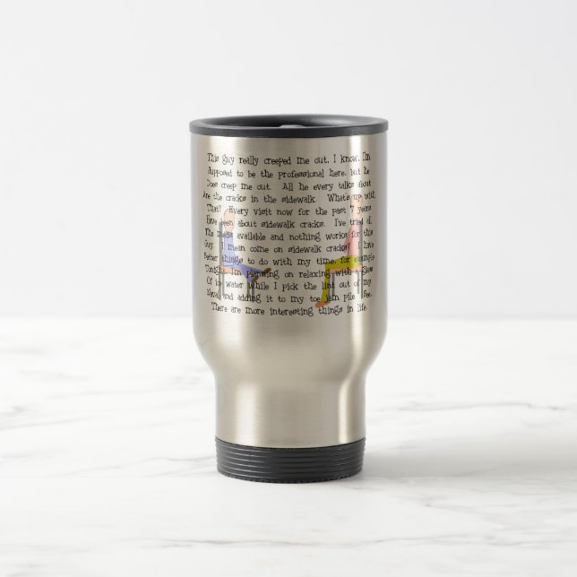 Story Art Creepy Sidewalk Crack Guy Travel Mug (Center)