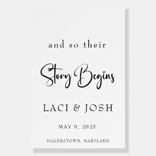 Story Begins Elegant Wedding Welcome Acrylic Sign