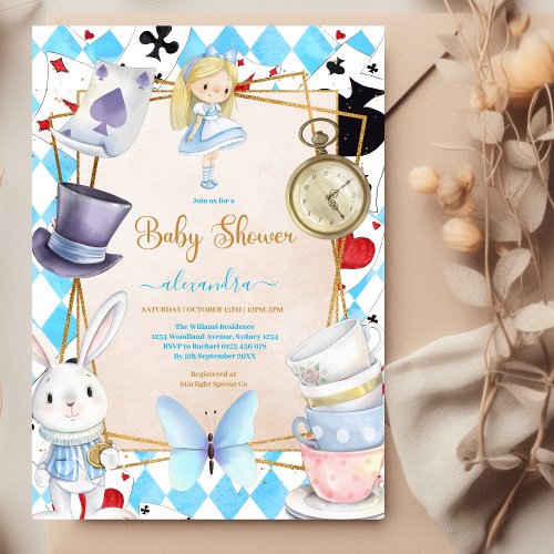Story Book Alice in Wonderland Baby Shower Invitation