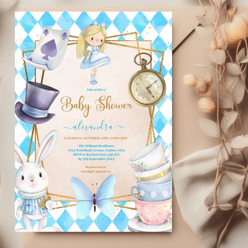 Story Book Alice in Wonderland Baby Shower Invitation