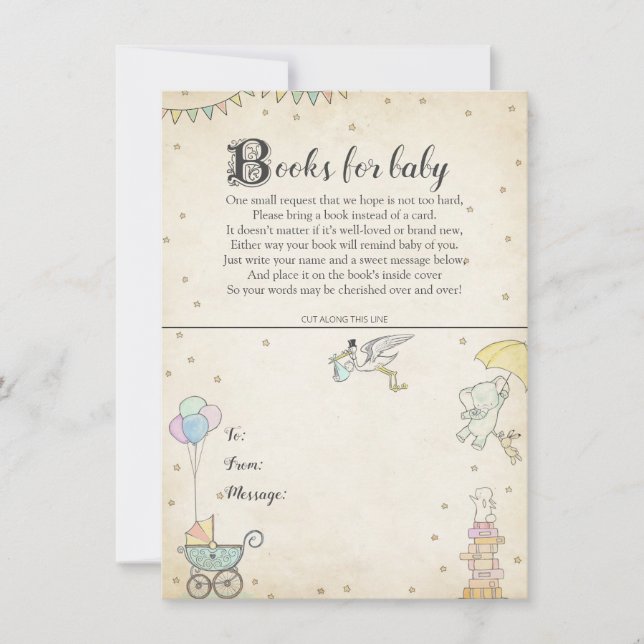 Story Book Baby Shower Book Plate Card (Front)