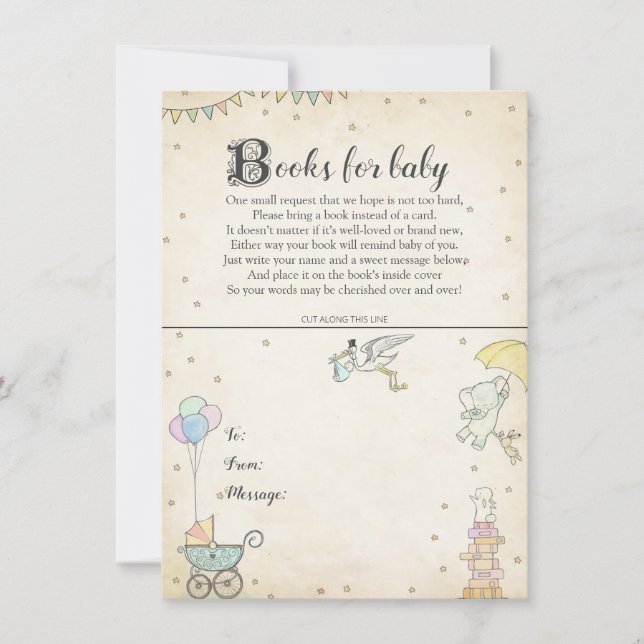 Story Book Baby Shower Book Plate Card (Front)