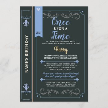 Story Book Cover Fairytale Prince Birthday Party Invitation by WOWWOWMEOW at Zazzle