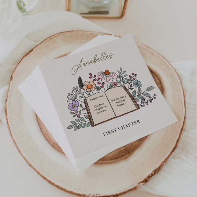 Story Book First Chapter Floral Girls Birthday Napkins (Creator Uploaded)
