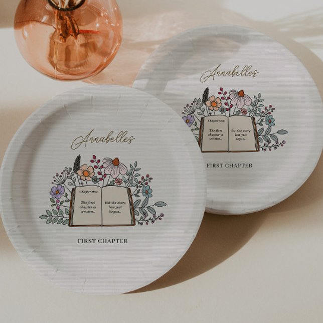 Story Book First Chapter Floral Girls Birthday Paper Plates (Creator Uploaded)