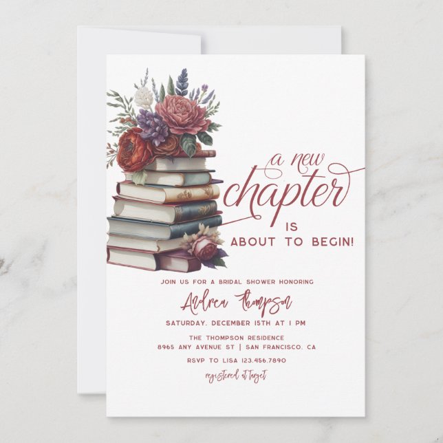  Story Book | Floral Modern Script Bridal Shower  Invitation (Front)