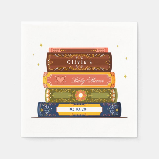 Story Book Library Onto Next Chapter Baby Shower Napkins (Front)