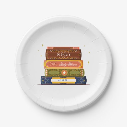 Story Book Library Onto Next Chapter Baby Shower Paper Plates