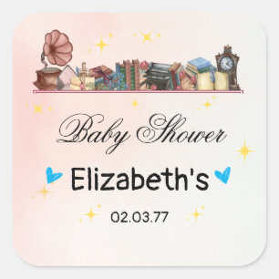 Story Book Library The Next Chapter Baby Shower Square Sticker