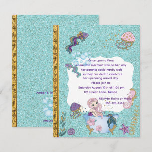 Story Book Mermaid Baby Shower Digital Download Invitation