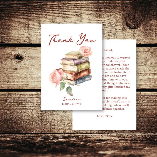 Story book new chapter bridal shower thank you card (Story book new chapter books themed bridal shower thank you card)
