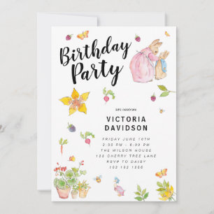 Story Book Pink Peter Rabbit Birthday Party Invite