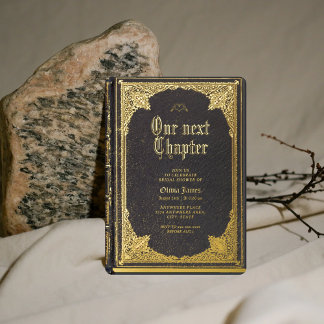 Story fairy tale library book bridal shower foil invitation