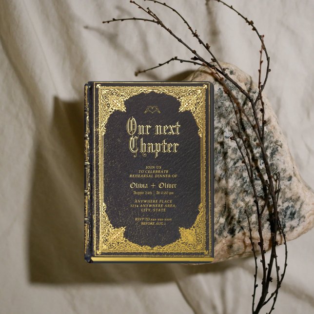 Story fairy tale library book rehearsal dinner foil invitation (Creator Uploaded)