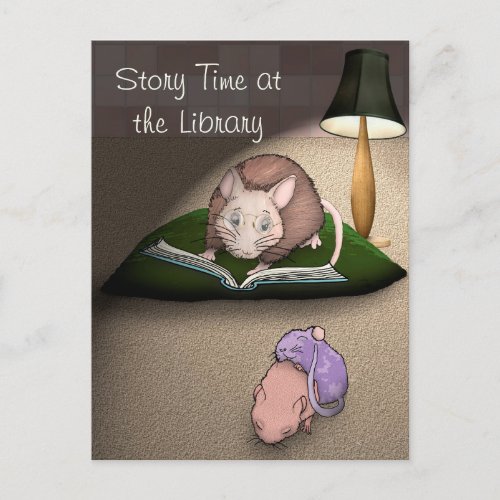 Story Time at the Library for Mouse Children Postcard