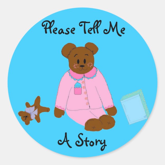 Story Time Bear Classic Round Sticker (Front)