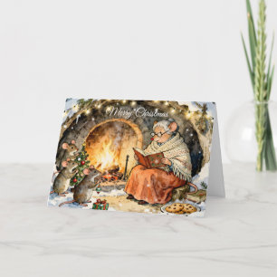 Story Time by the Fireplace Christmas Card