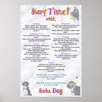 Story Time With Scuba Dog Poster by Firecrackinmama at Zazzle