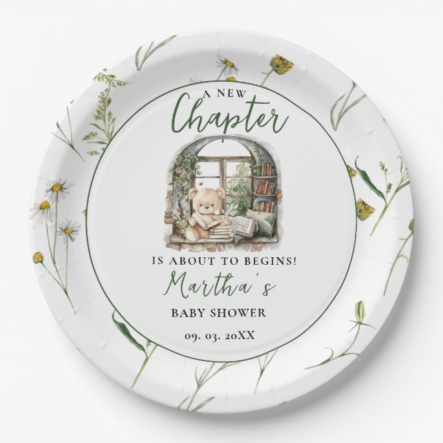 Storybook A New Chapter About Begins Baby Shower Paper Plates (Front)