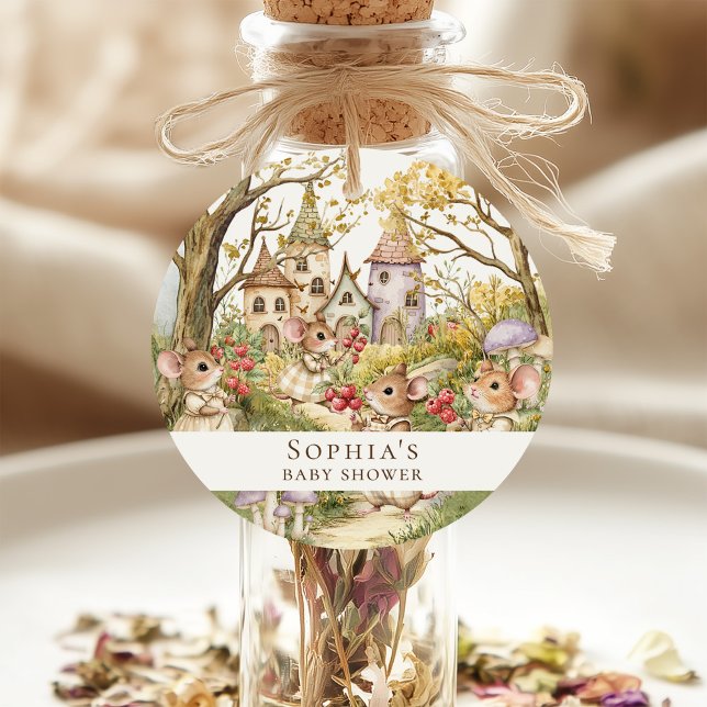 Storybook Animals Watercolor Baby Shower Classic Round Sticker (Creator Uploaded)