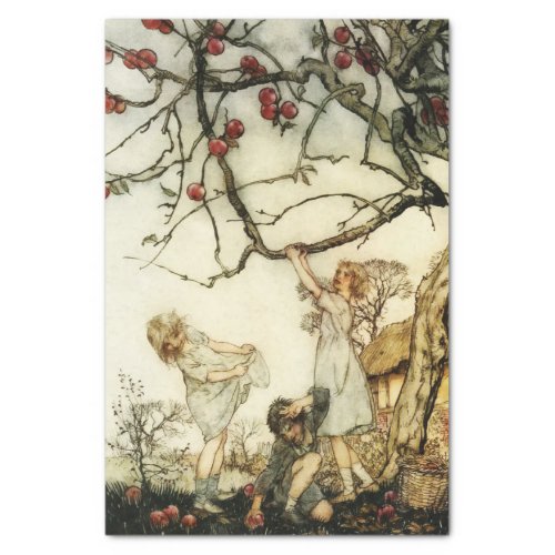 Storybook Apple Picking Vintage Decoupage Tissue Paper