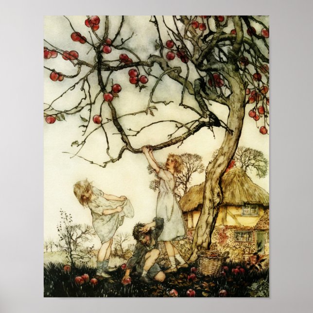 Storybook Apple Picking Vintage Poster (Front)
