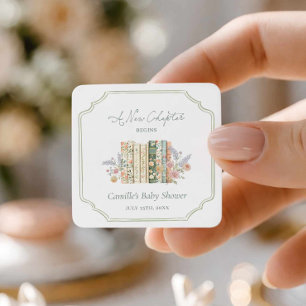 Storybook Baby Shower A New Chapter Favor Square Sticker