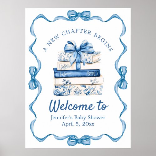 Storybook Baby Shower Blue Ribbon Welcome Poster