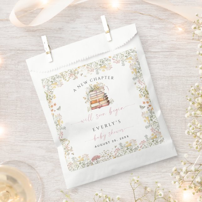 Storybook Baby Shower Favor Bags Wildflower Girl (Clipped)