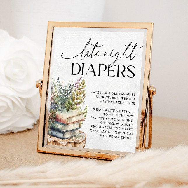 Storybook Baby Shower Late Night Diapers Poster (Creator Uploaded)