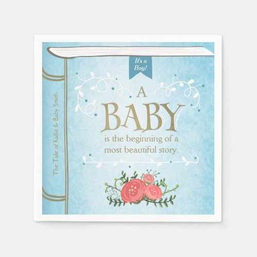 Storybook Baby Shower Paper Napkin Boy Blue