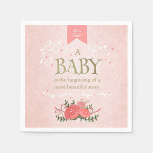 Storybook Baby Shower Paper Napkin Pink Girl