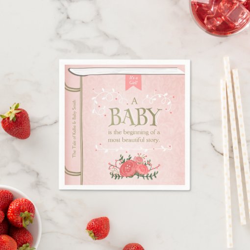 Storybook Baby Shower Paper Napkin Pink Girl Zazzle