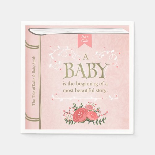 Storybook Baby Shower Paper Napkin Pink Girl