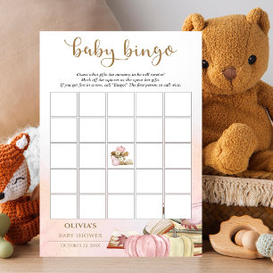 Storybook Baby Shower Pink Pumpkin Baby Bingo Game