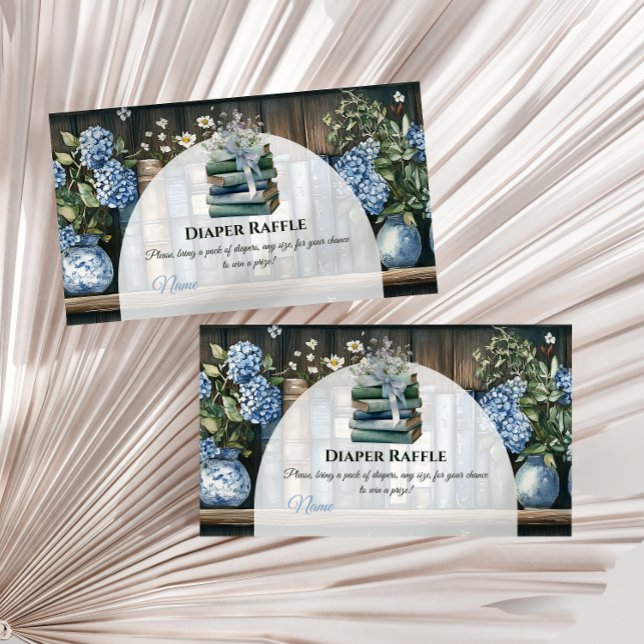 Storybook Blue Boy Library Book Baby Shower Diaper Enclosure Card (Creator Uploaded)