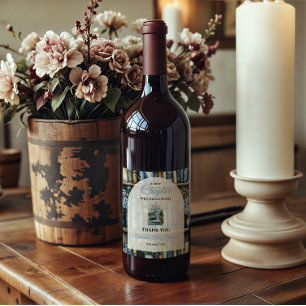 Storybook Blue Boy Library Book Baby Shower Wine Label