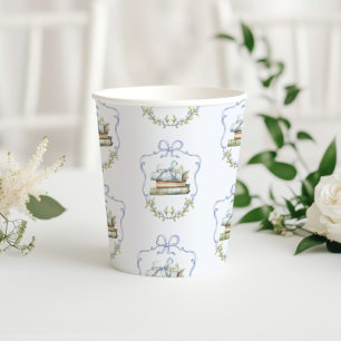 Storybook Blue ribbon Bow Vintage baby shower Paper Cups