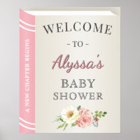 Storybook Book Cover Baby Girl Shower Welcome Poster