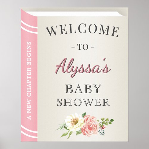 Storybook Book Cover Baby Girl Shower Welcome Poster
