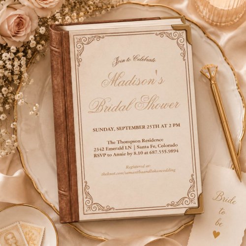 storybook bridal  shower invitations a new chapter