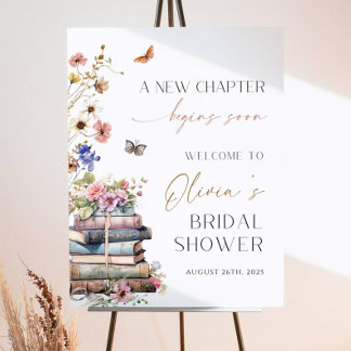 Storybook Bridal Shower Welcome Sign, New Chapter Foam Board