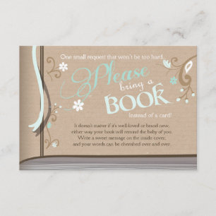 Storybook Bring a book Baby shower Vintage Brown Enclosure Card