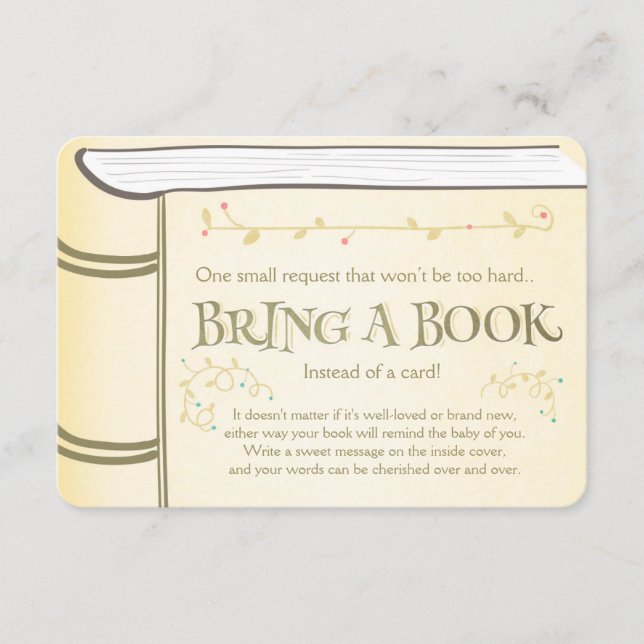 Storybook Bring a book Vintage Yellow Enclosure Card (Front)