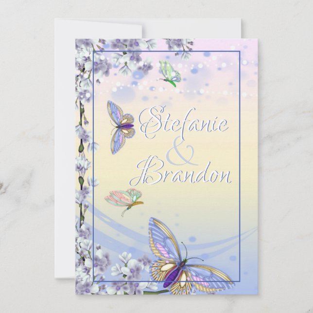 Storybook Butterflies (lavender & beige) Invitation (Front)