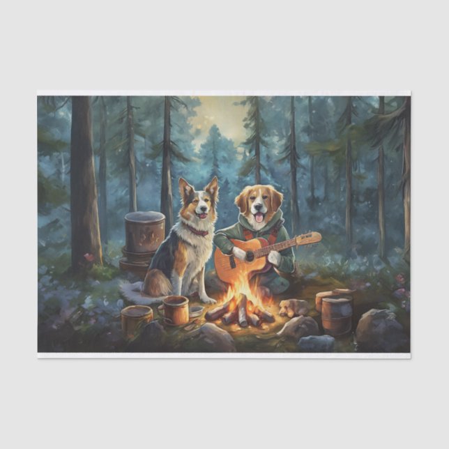 Storybook Campfire Dogs, Outdoor Music Tissue Paper (Front)